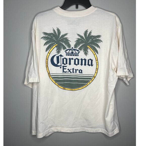 Corona Oversized Cream Logo Aesthetic Mens Size Tee Shirt Large - Picture 1 of 4